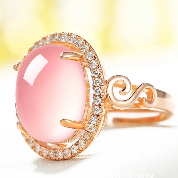 💯 NEW PINK ROSE GOLD DIAMOND 925 STERLING ADJUSTABLE RING - Picture 3 of 6